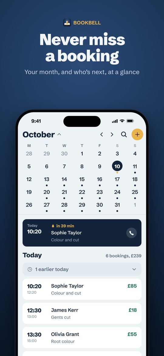 Bookbell diary with the next pickup counting down